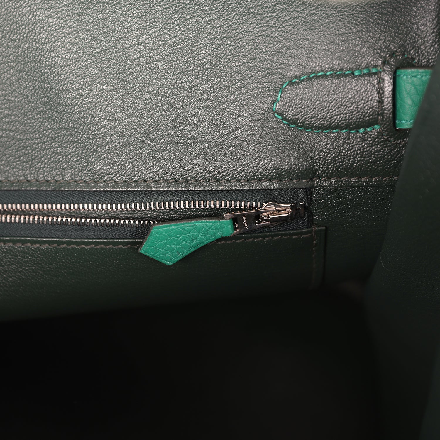Birkin 35 Vert Vertigo Verso Clemence Palladium Hardware