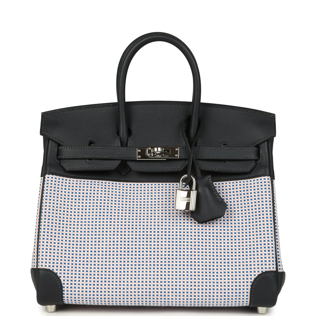 Birkin Quadrille 25 Caban Swift and Toile Palladium Hardware Bag