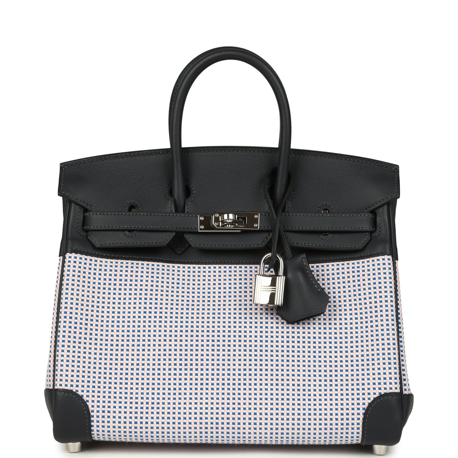 Birkin Quadrille 25 Caban Swift and Toile Palladium Hardware Bag