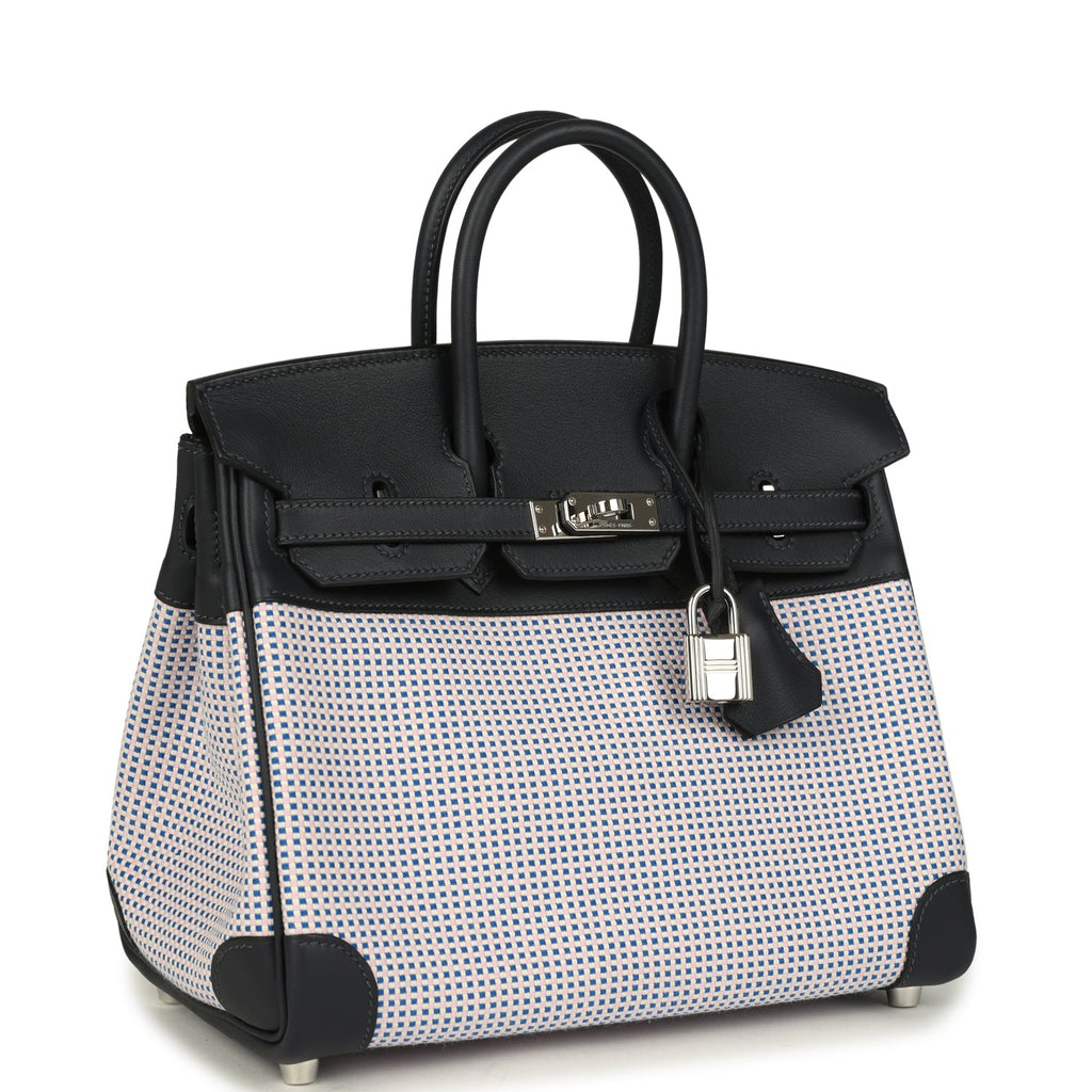 Birkin Quadrille 25 Caban Swift and Toile Palladium Hardware Bag