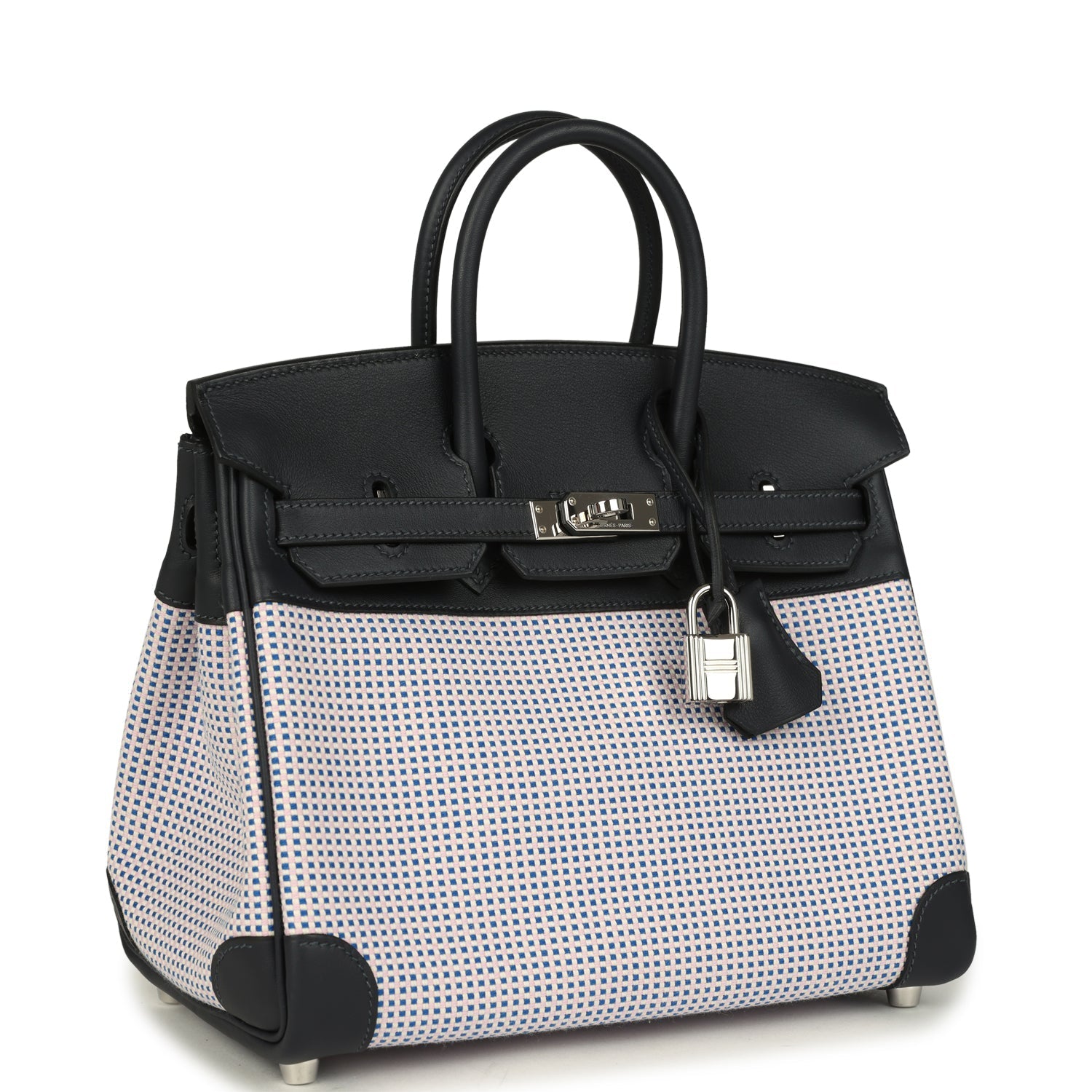 Birkin Quadrille 25 Caban Swift and Toile Palladium Hardware Bag