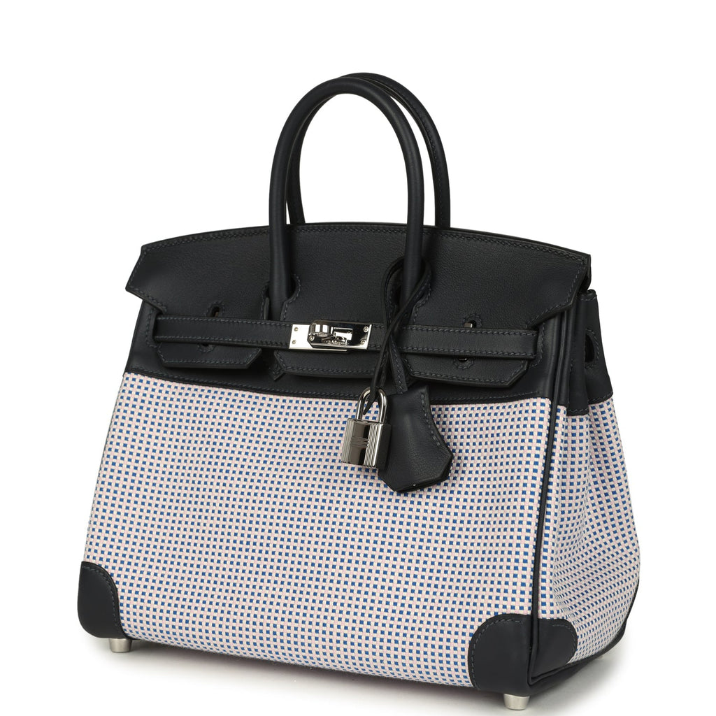 Birkin Quadrille 25 Caban Swift and Toile Palladium Hardware Bag