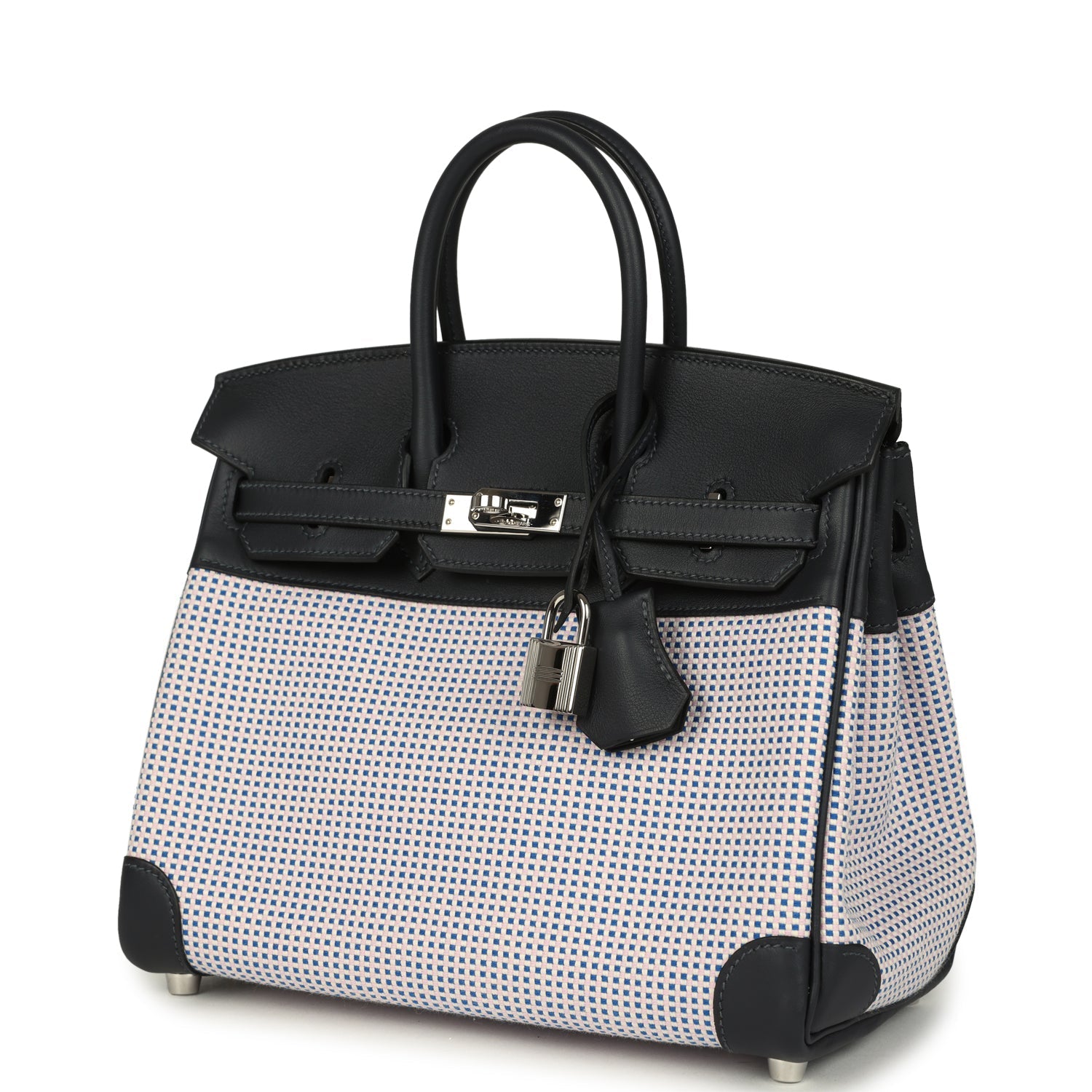 Birkin Quadrille 25 Caban Swift and Toile Palladium Hardware Bag