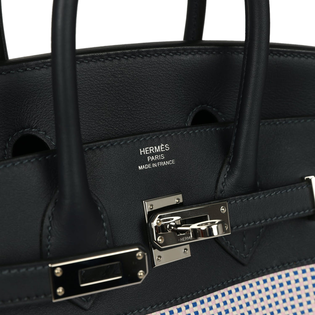 Birkin Quadrille 25 Caban Swift and Toile Palladium Hardware Bag