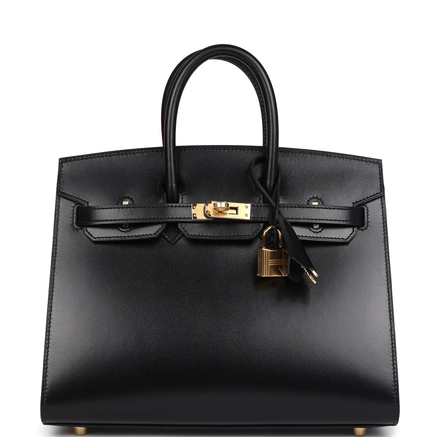 Birkin Sellier 25 Black Box Gold Hardware Bag