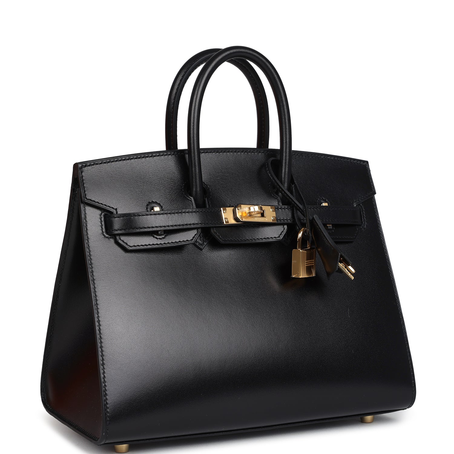 Birkin Sellier 25 Black Box Gold Hardware Bag