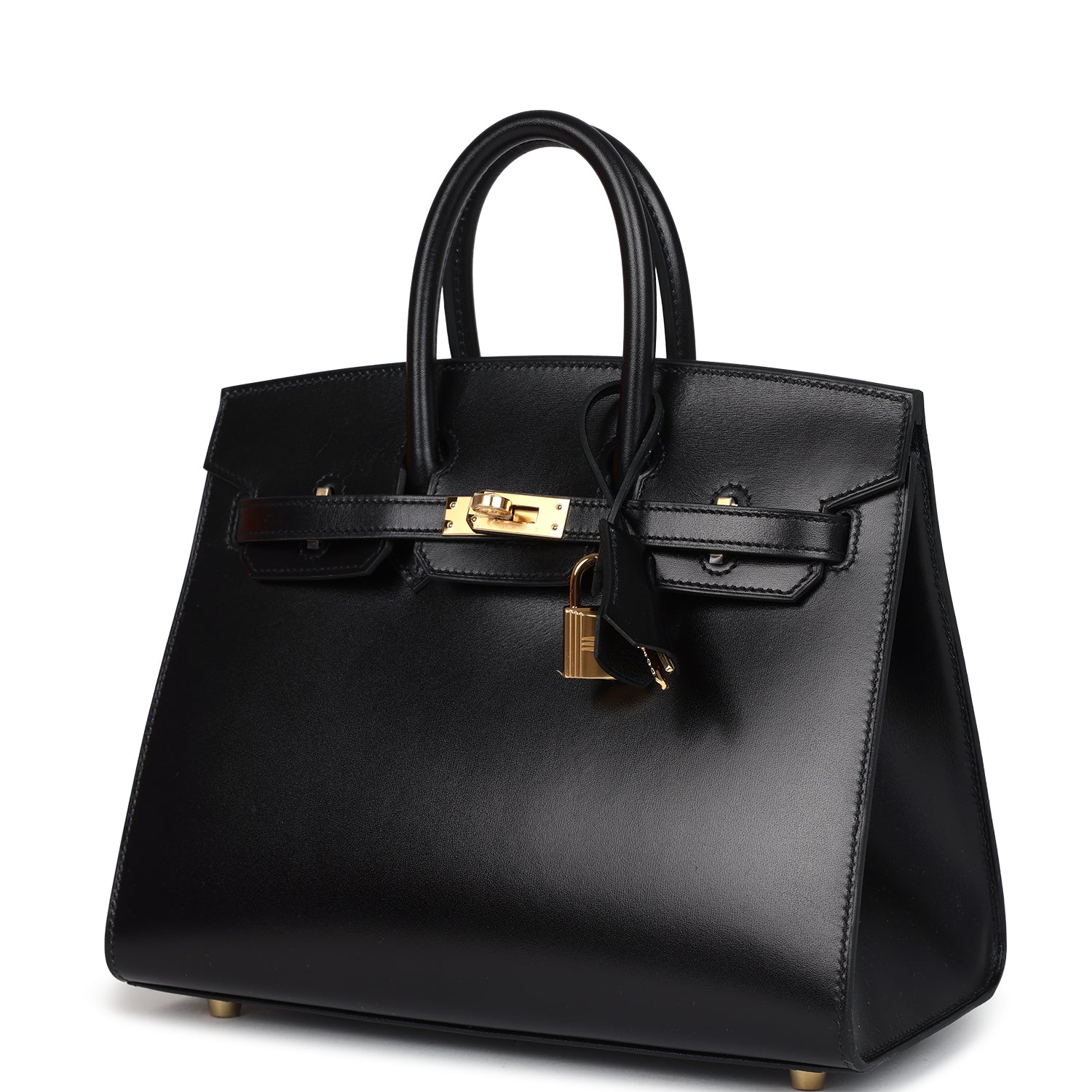 Birkin Sellier 25 Black Box Gold Hardware Bag