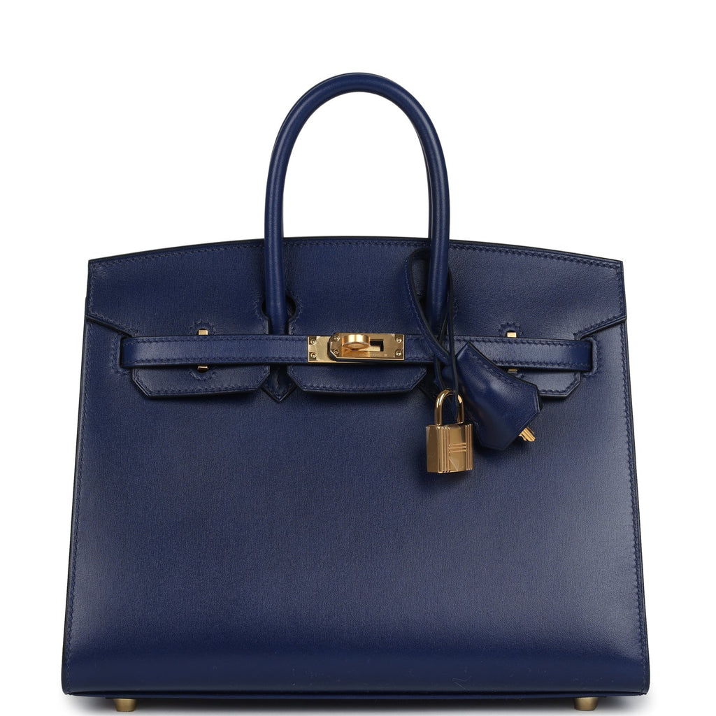 Birkin Sellier 25 Bleu Saphir Box Gold Hardware Bag