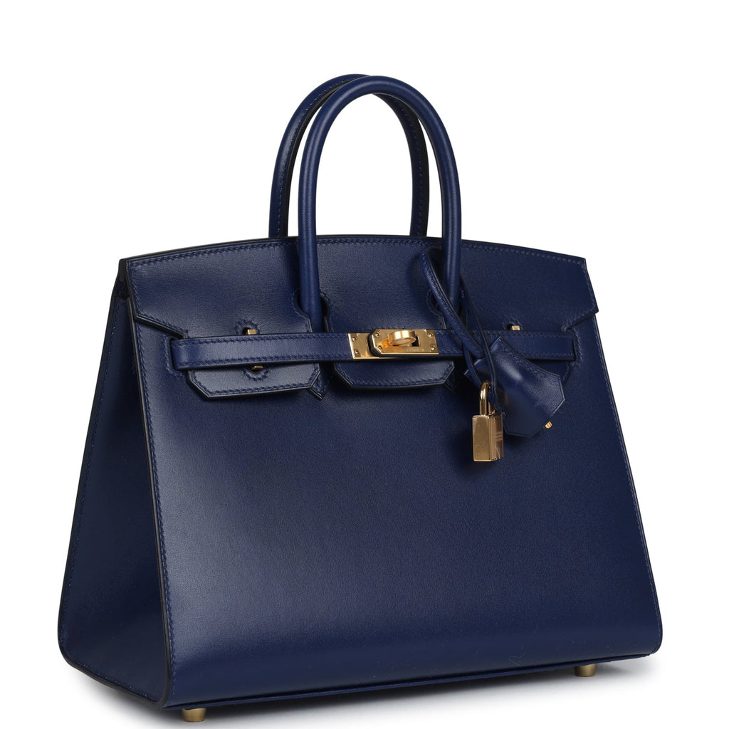 Birkin Sellier 25 Bleu Saphir Box Gold Hardware Bag