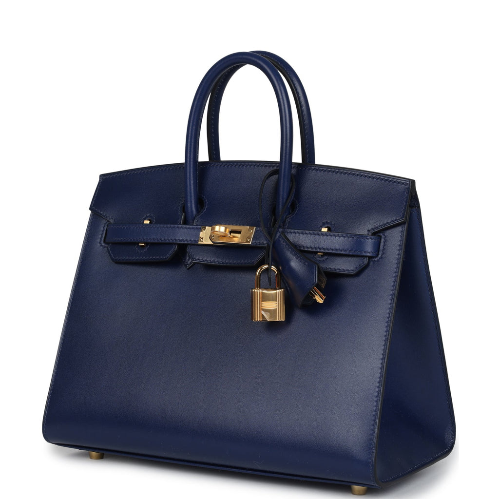 Birkin Sellier 25 Bleu Saphir Box Gold Hardware Bag