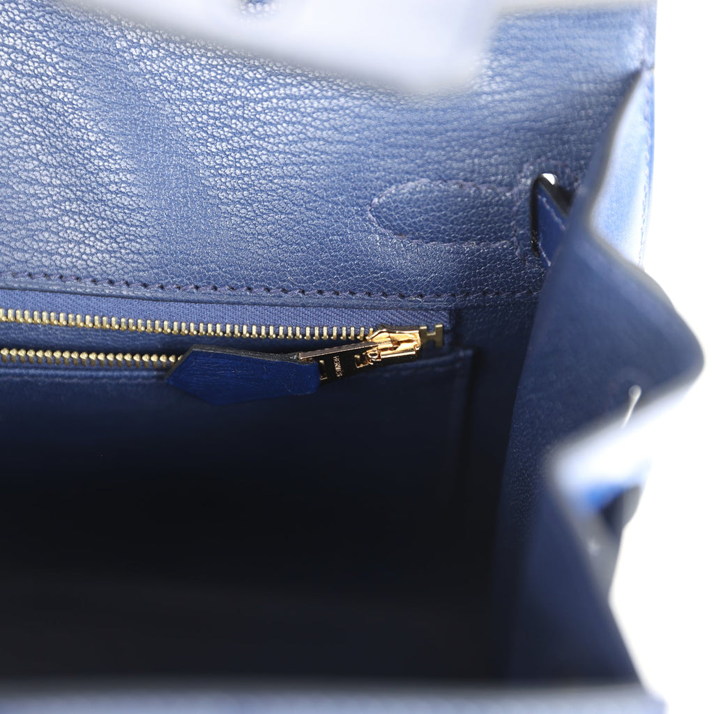 Birkin Sellier 25 Bleu Saphir Box Gold Hardware Bag