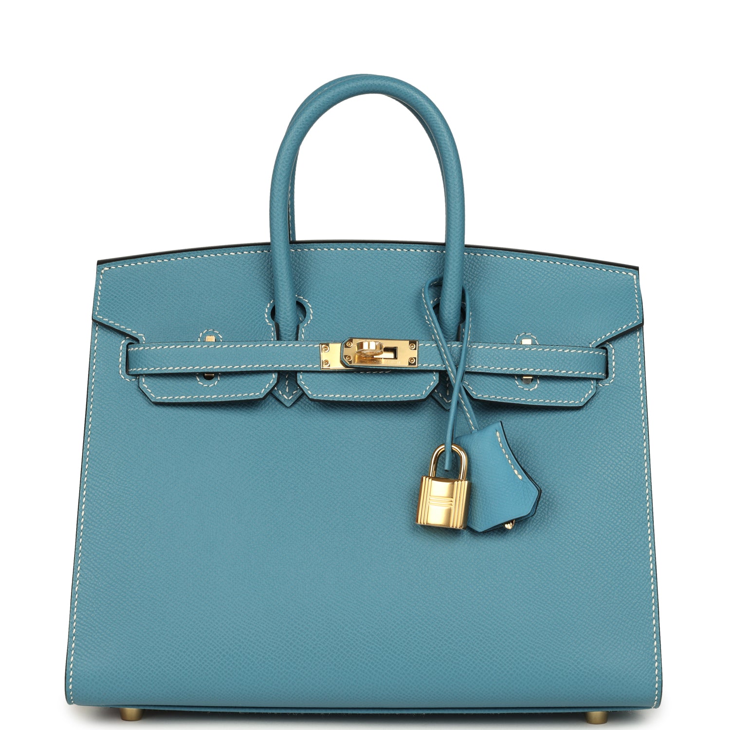 Birkin Sellier 25 Blue Jean Epsom Gold Hardware Bag