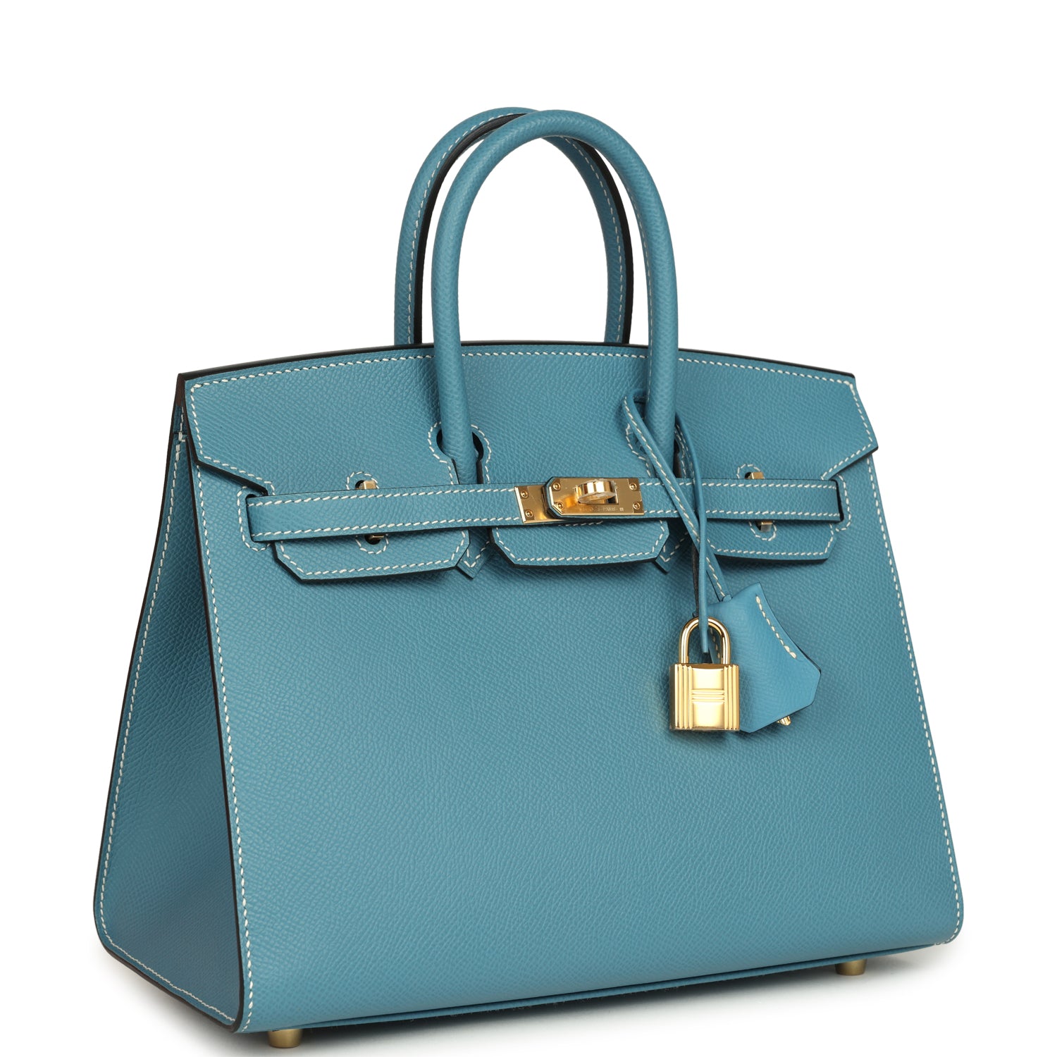 Birkin Sellier 25 Blue Jean Epsom Gold Hardware Bag