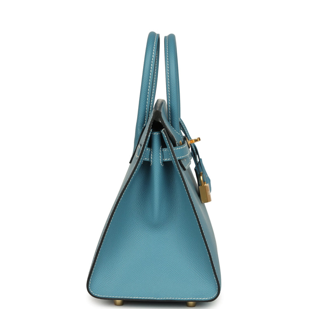 Birkin Sellier 25 Blue Jean Epsom Gold Hardware Bag