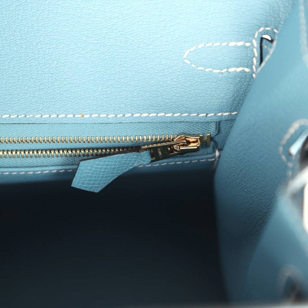 Birkin Sellier 25 Blue Jean Epsom Gold Hardware Bag