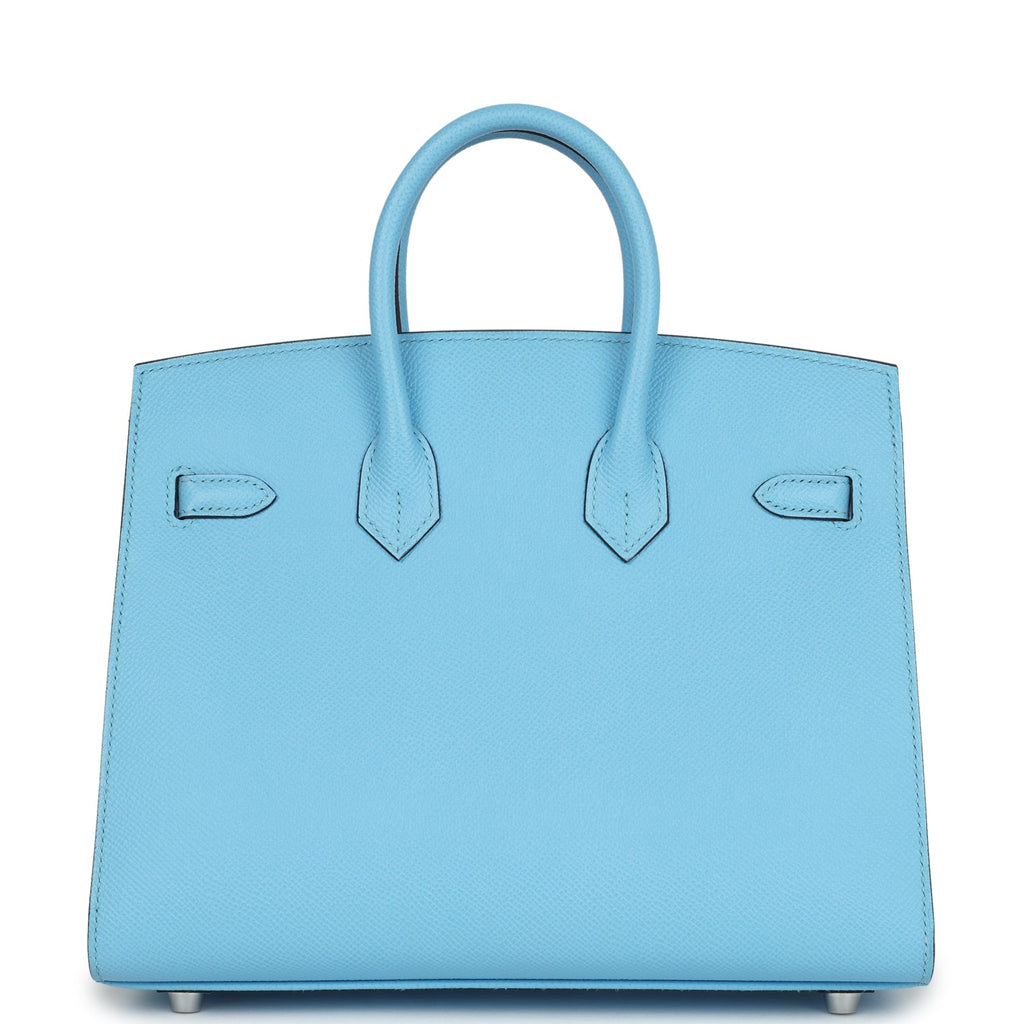 Birkin Sellier 25 Celeste Epsom Palladium Hardware Bag