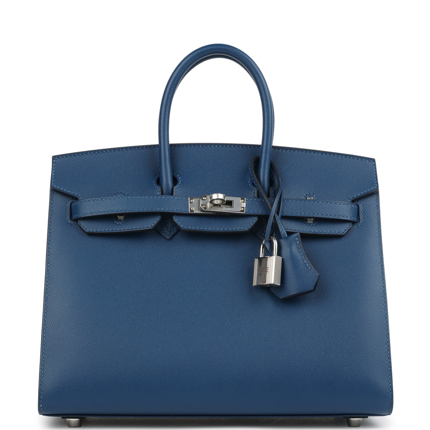 Birkin Sellier 25 Deep Bleu Madame Palladium Hardware Bag
