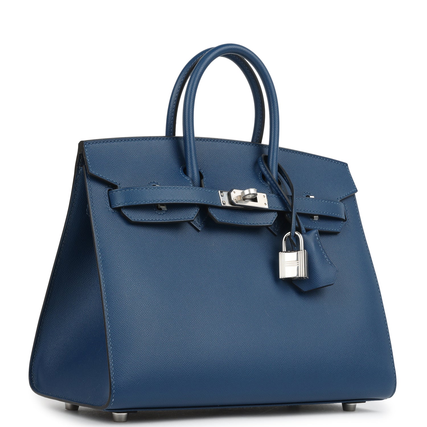 Birkin Sellier 25 Deep Bleu Madame Palladium Hardware Bag