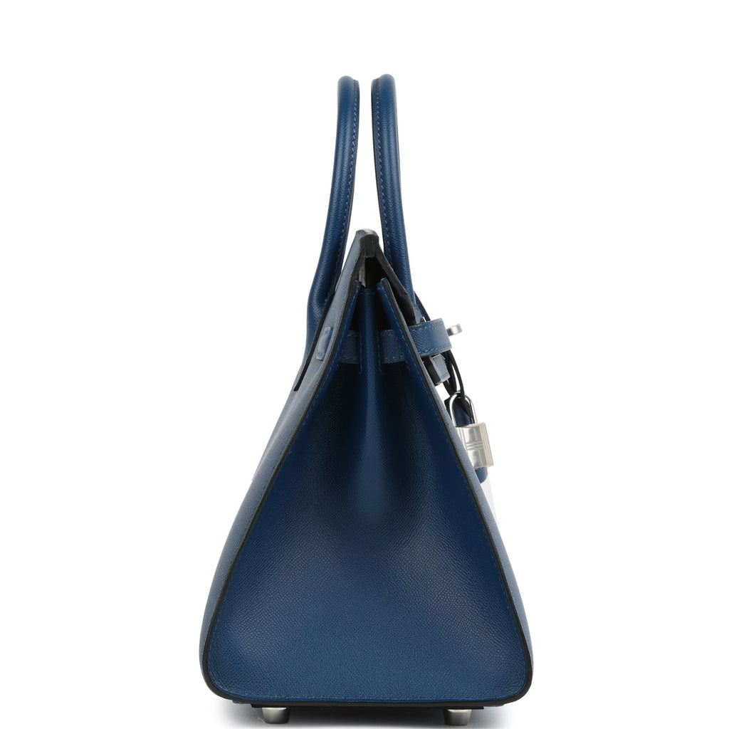Birkin Sellier 25 Deep Bleu Madame Palladium Hardware Bag