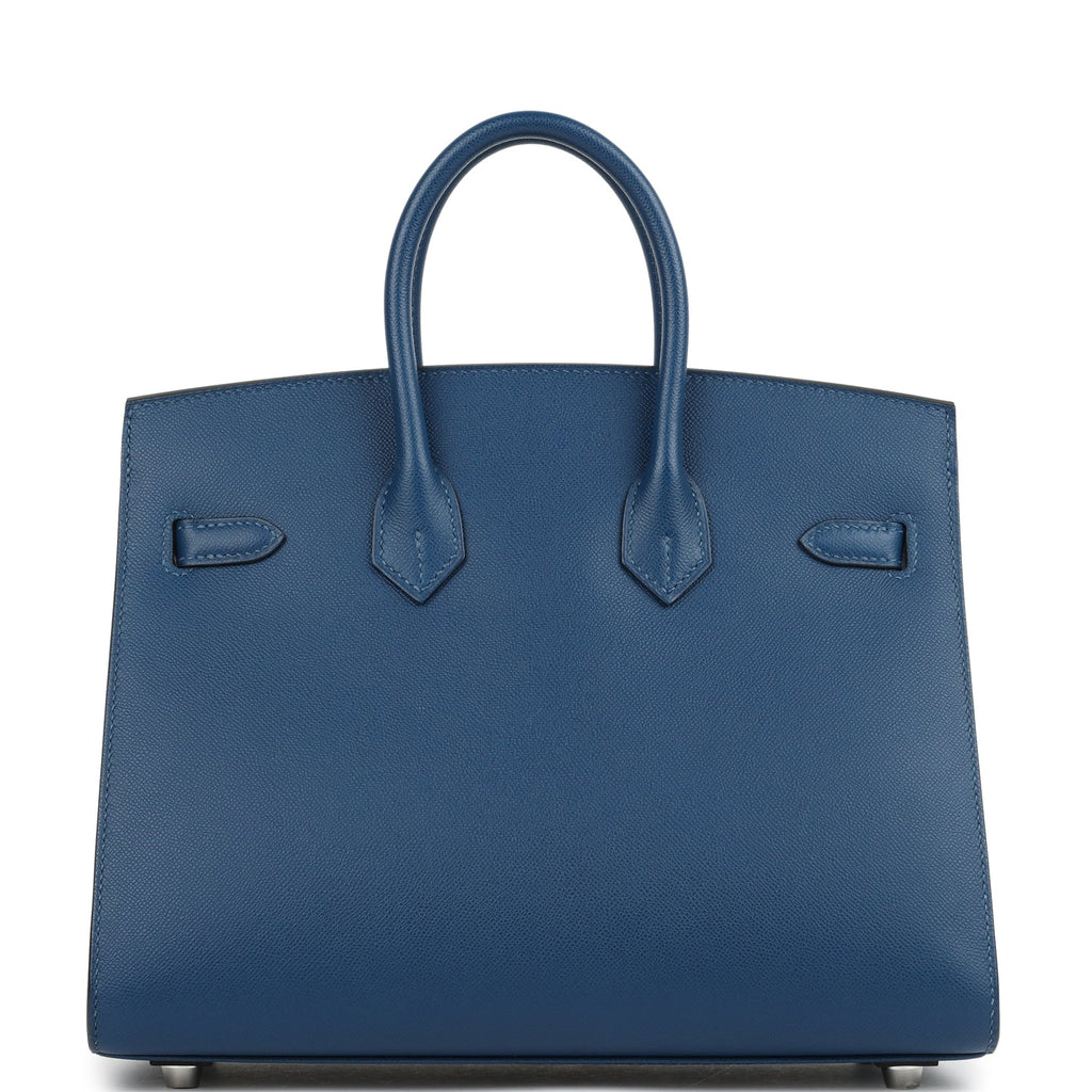 Birkin Sellier 25 Deep Bleu Madame Palladium Hardware Bag