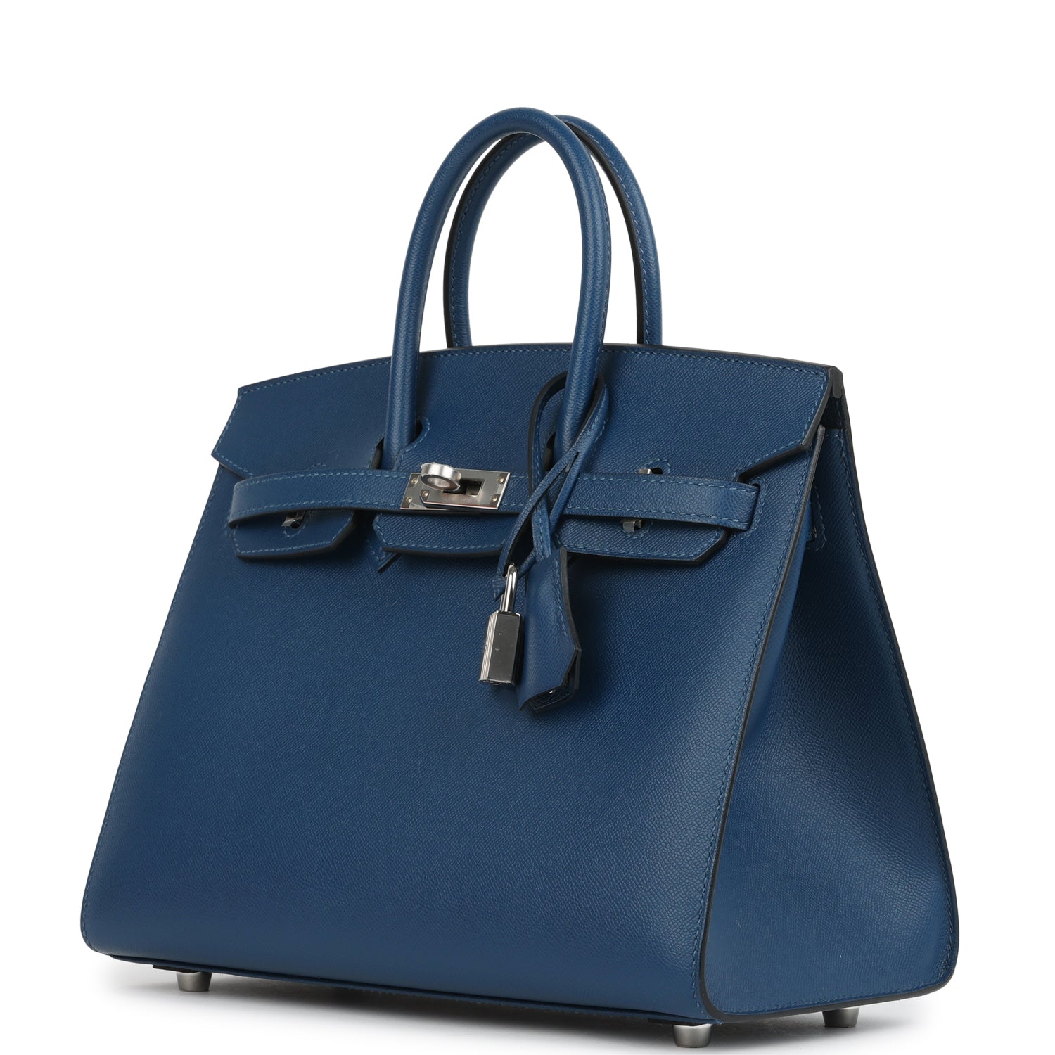 Birkin Sellier 25 Deep Bleu Madame Palladium Hardware Bag
