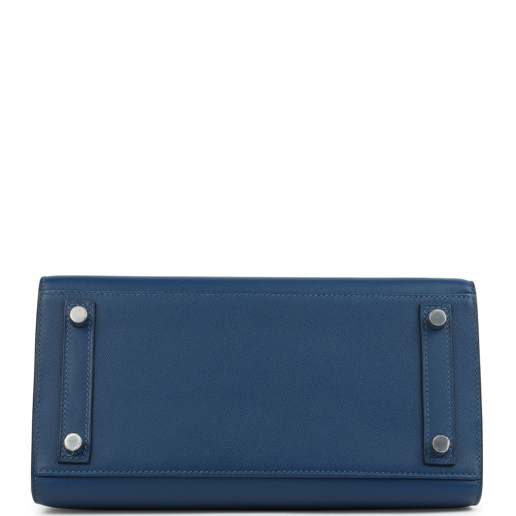 Birkin Sellier 25 Deep Bleu Madame Palladium Hardware Bag