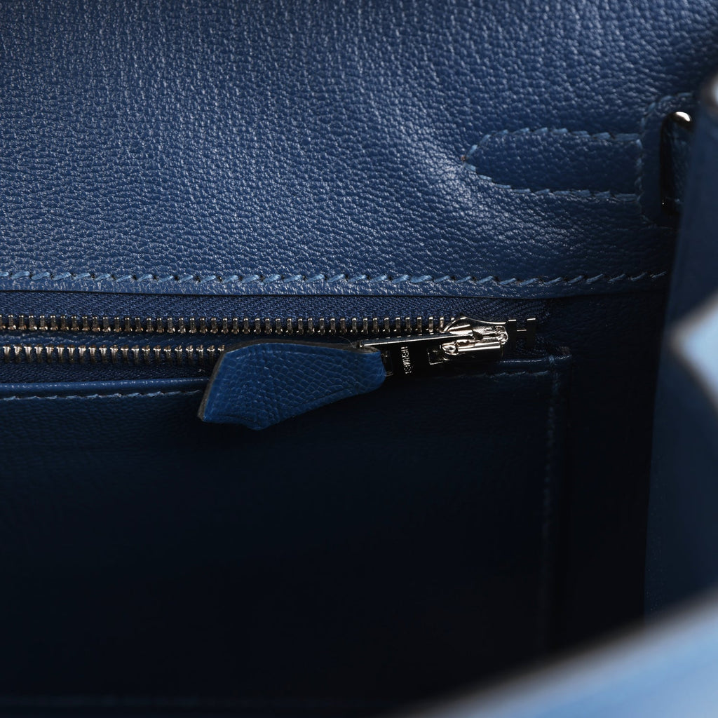Birkin Sellier 25 Deep Bleu Madame Palladium Hardware Bag