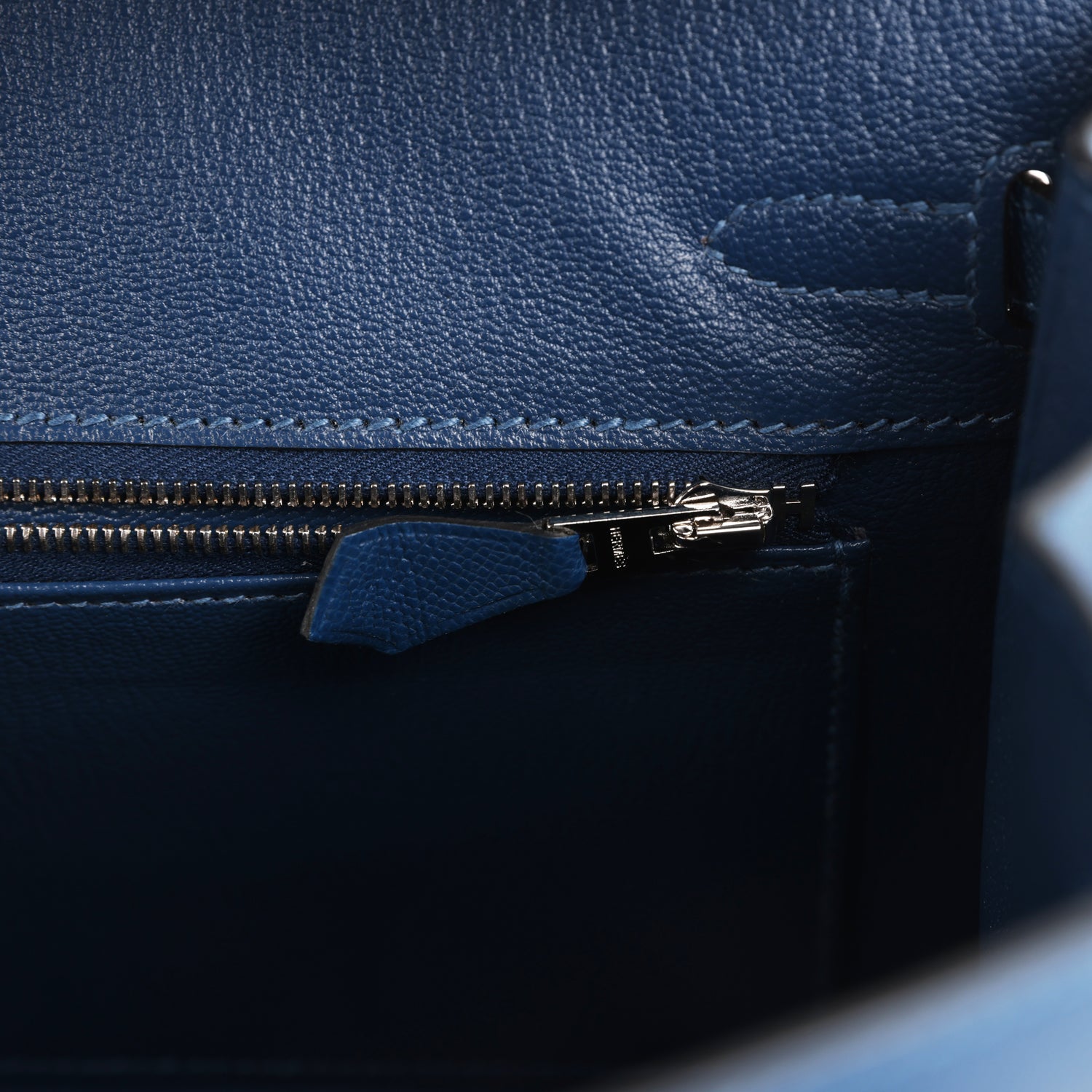 Birkin Sellier 25 Deep Bleu Madame Palladium Hardware Bag