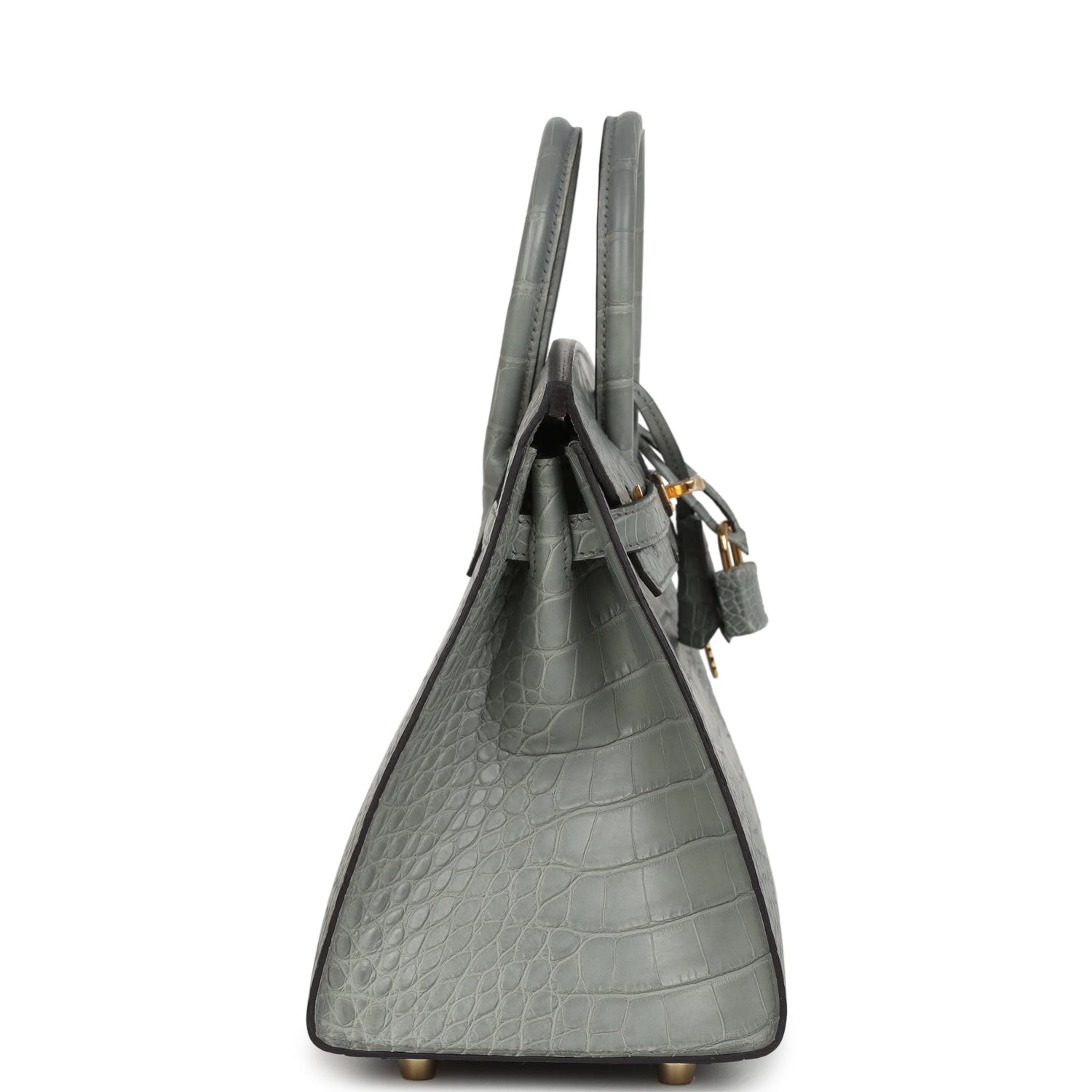 Birkin Sellier 25 Gris Ciment Matte Alligator Gold Hardware Bag