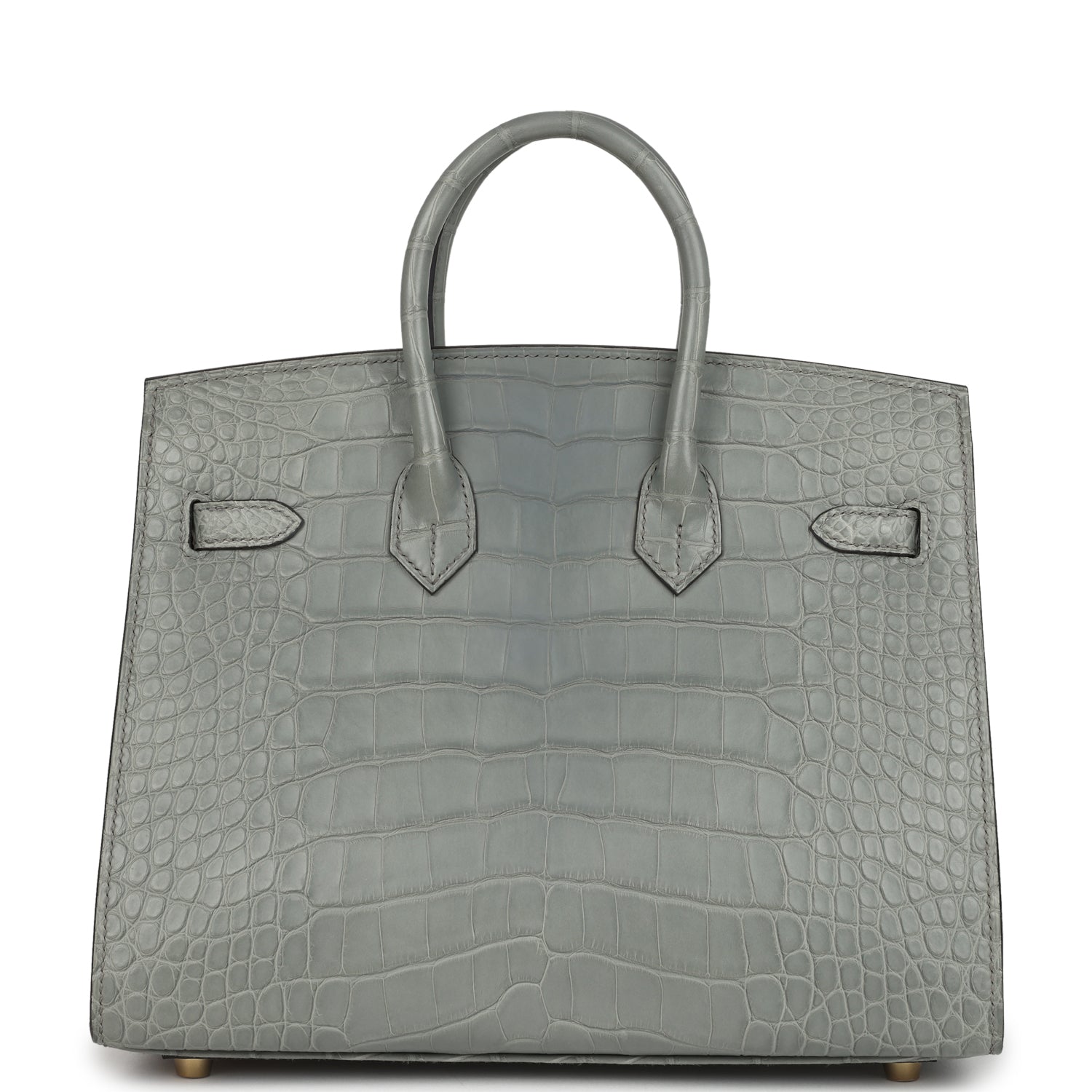Birkin Sellier 25 Gris Ciment Matte Alligator Gold Hardware Bag