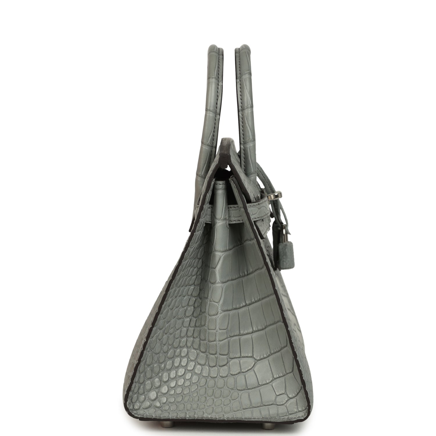 Birkin Sellier 25 Gris Ciment Matte Alligator Palladium Hardware Bag