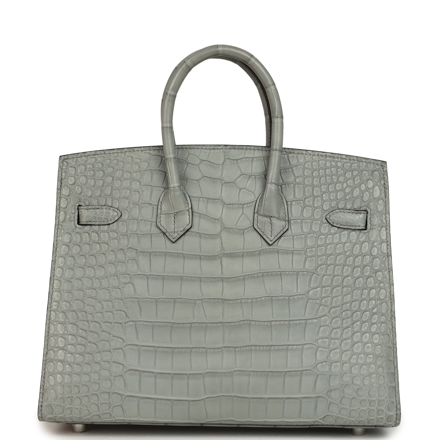 Birkin Sellier 25 Gris Ciment Matte Alligator Palladium Hardware Bag