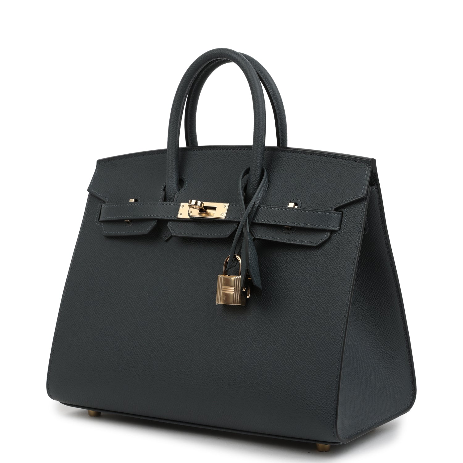 Birkin Sellier 25 Gris Misty Epsom Permabrass Hardware Bag