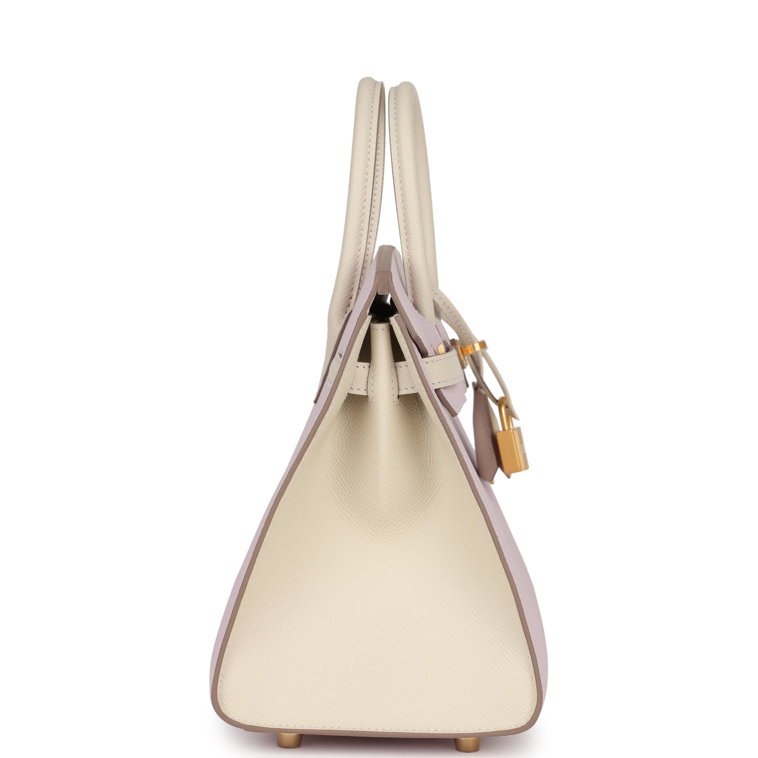Birkin Sellier 25 Mauve Pale and Craie Epsom Brushed Gold Hardware Bag