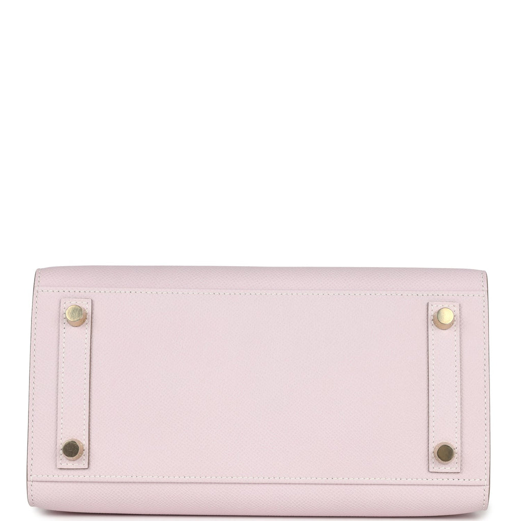 Birkin Sellier 25 Mauve Pale and Craie Epsom Brushed Gold Hardware Bag