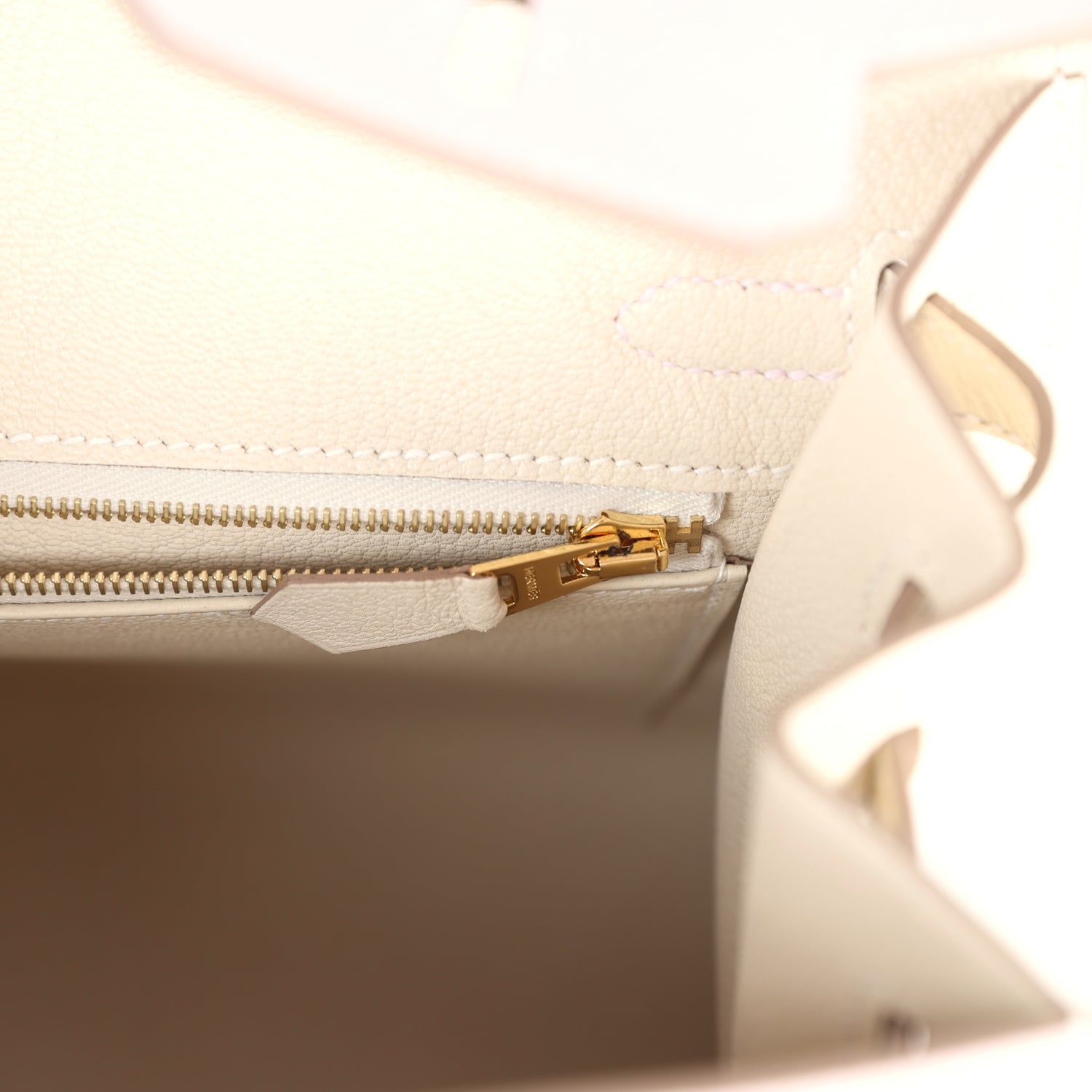 Birkin Sellier 25 Mauve Pale and Craie Epsom Brushed Gold Hardware Bag