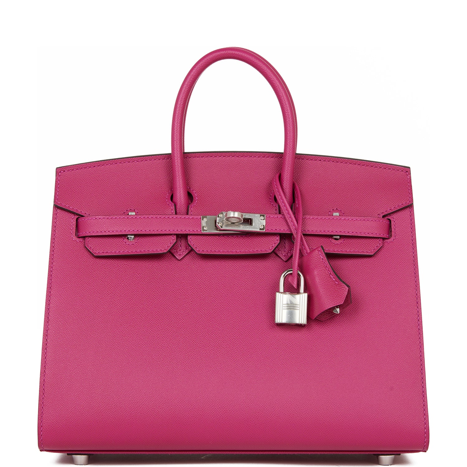 Birkin Sellier 25 Rose Pourpre Veau Madame Palladium Hardware Bag
