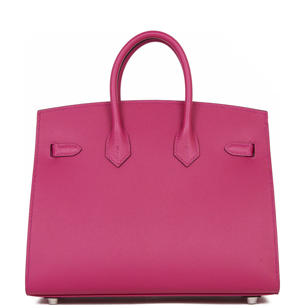 Birkin Sellier 25 Rose Pourpre Veau Madame Palladium Hardware Bag