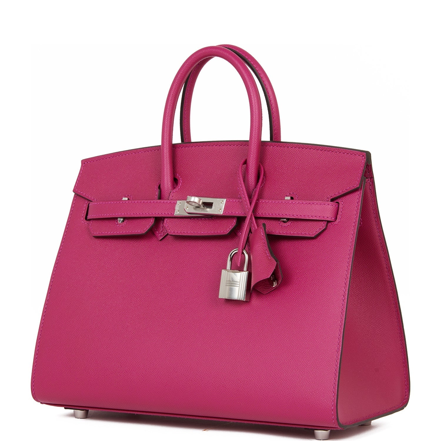 Birkin Sellier 25 Rose Pourpre Veau Madame Palladium Hardware Bag