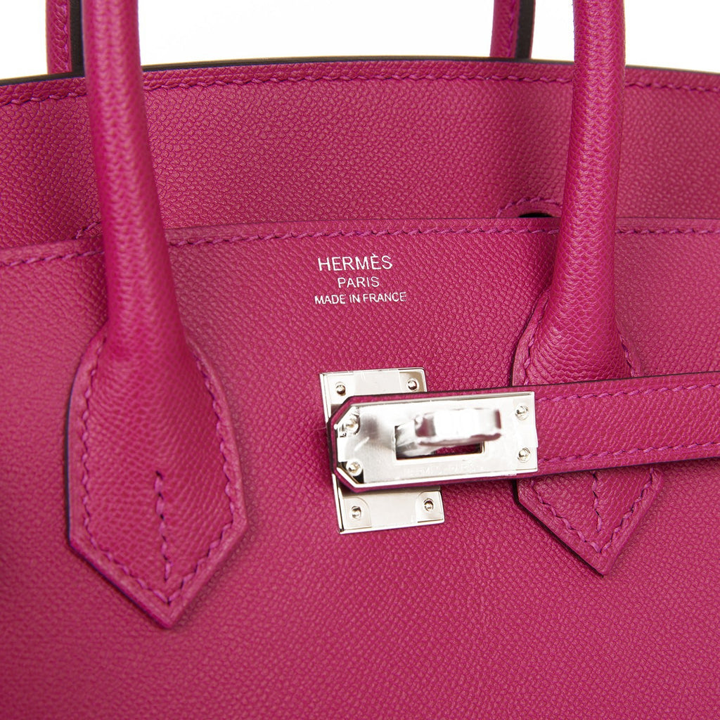 Birkin Sellier 25 Rose Pourpre Veau Madame Palladium Hardware Bag