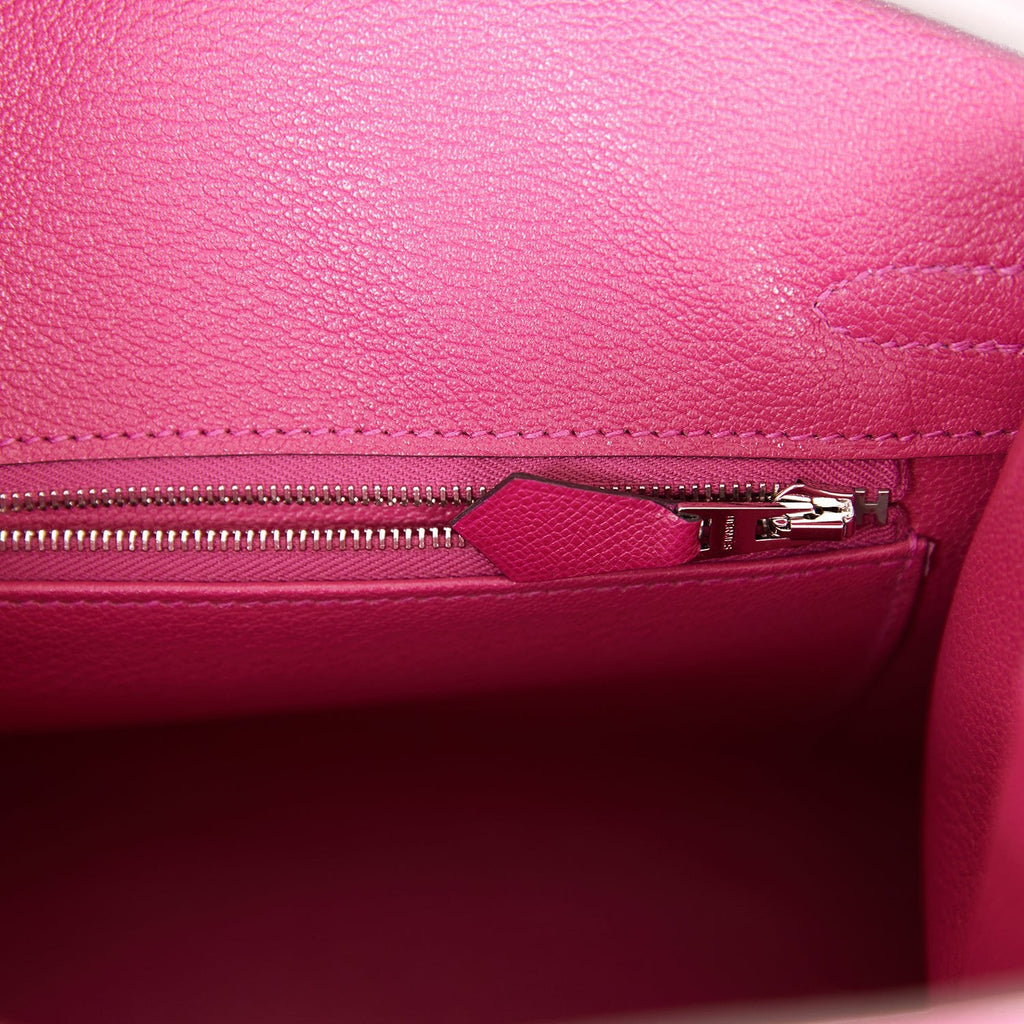 Birkin Sellier 25 Rose Pourpre Veau Madame Palladium Hardware Bag