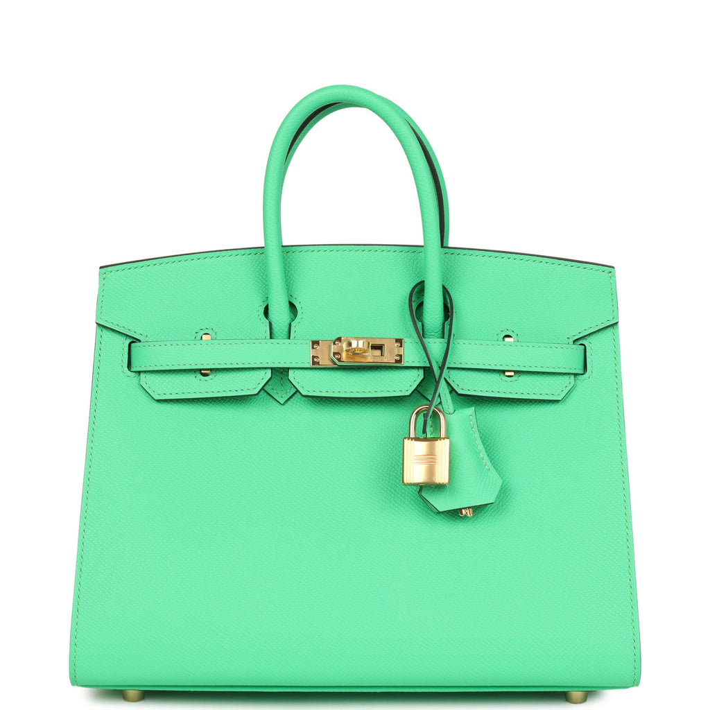 Birkin Sellier 25 Vert Comics Epsom Gold Hardware Bag