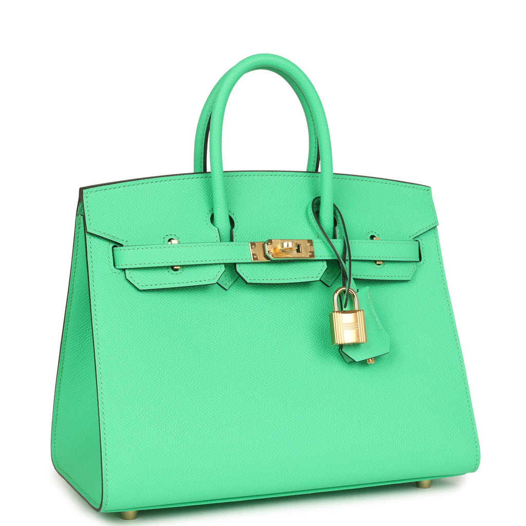 Birkin Sellier 25 Vert Comics Epsom Gold Hardware Bag