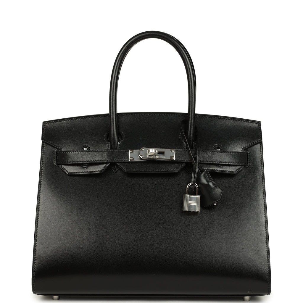 Birkin Sellier 30 Black Box Palladium Hardware Bag