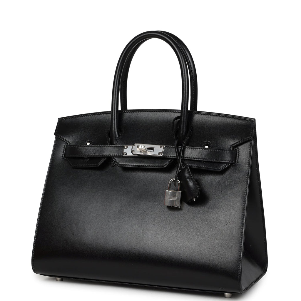 Birkin Sellier 30 Black Box Palladium Hardware Bag