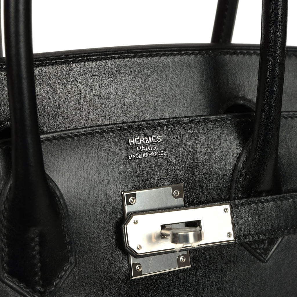 Birkin Sellier 30 Black Box Palladium Hardware Bag