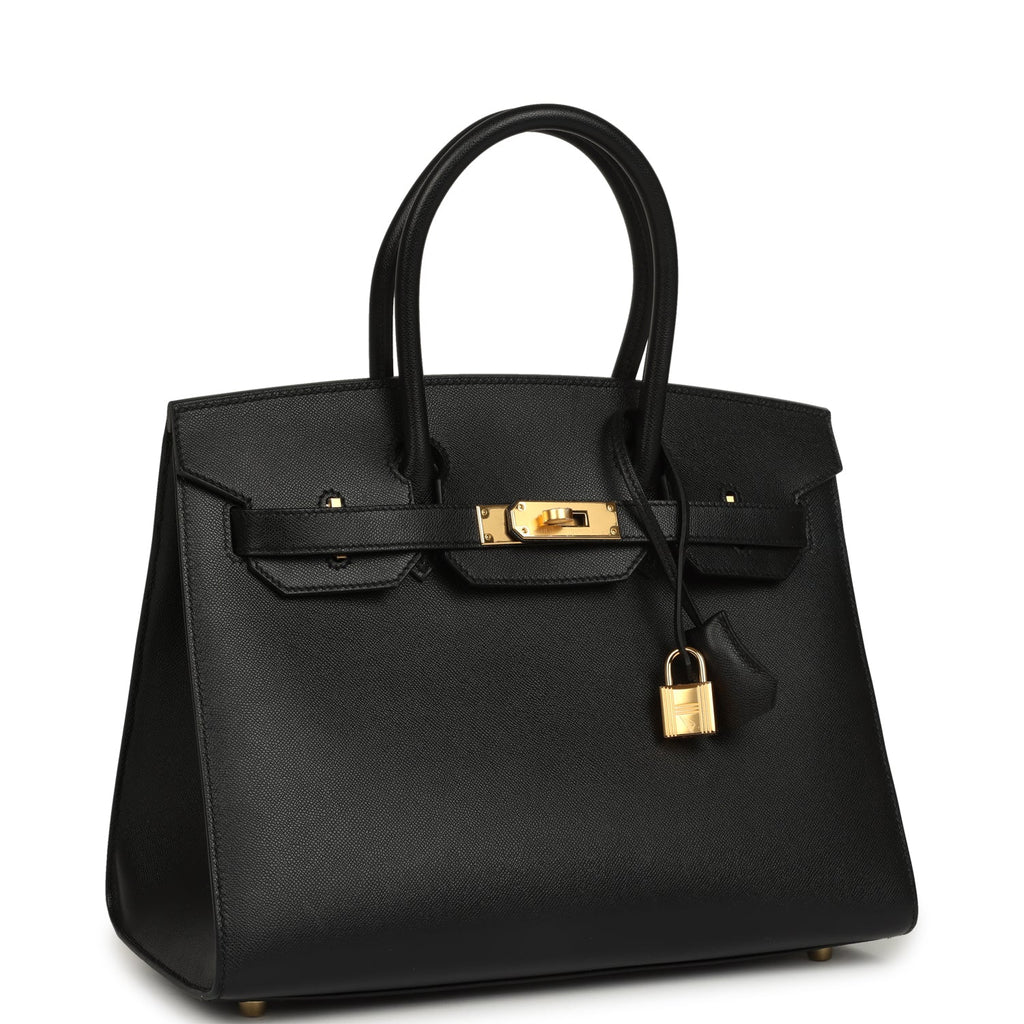 Birkin Sellier 30 Black Madame Gold Hardware Bag