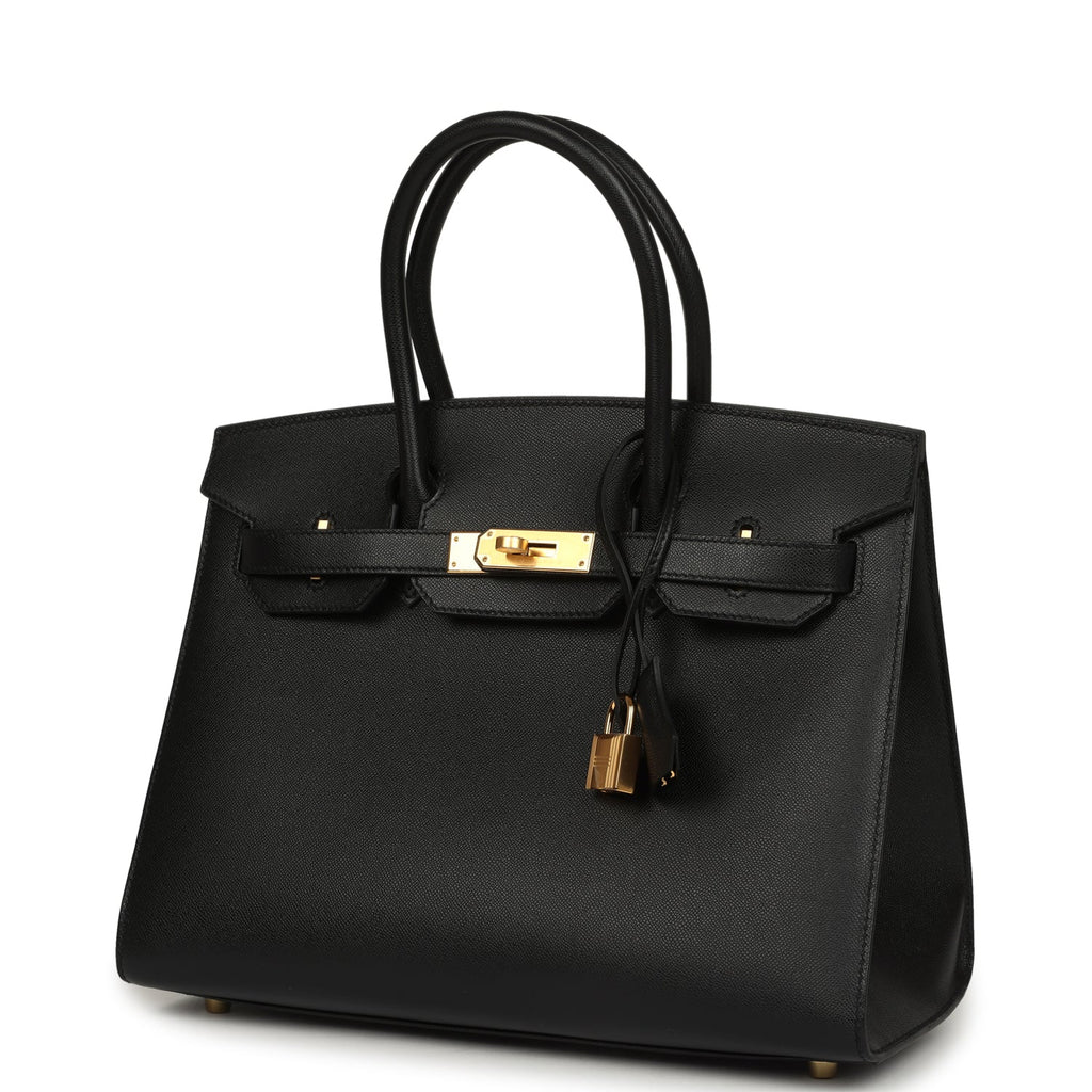 Birkin Sellier 30 Black Madame Gold Hardware Bag