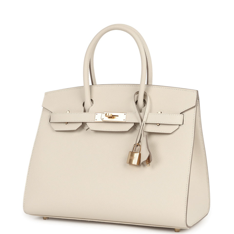 Birkin Sellier 30 Craie Epsom Gold Hardware Bag