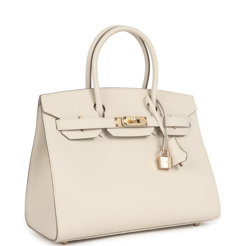 Birkin Sellier 30 Craie Epsom Gold Hardware Bag